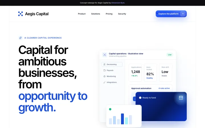 Aegis Capital concept website homepage