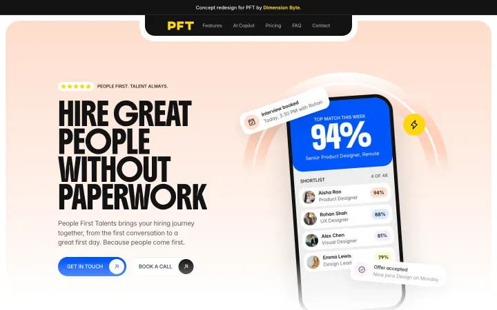People First Talents concept website homepage