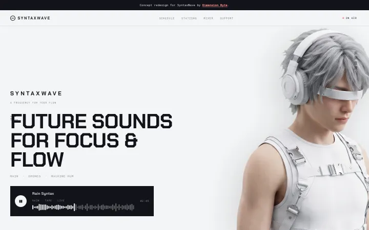 SyntaxWave concept website homepage